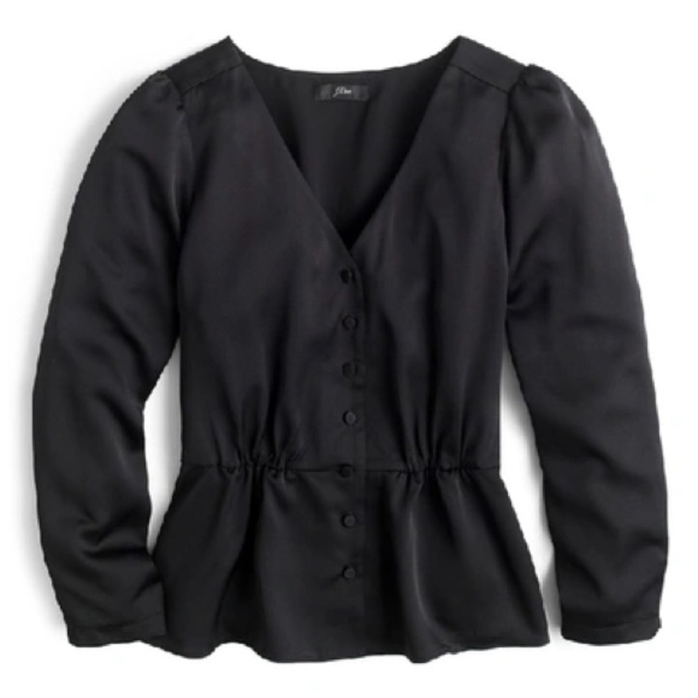 J Crew Satin Peplum Blouse